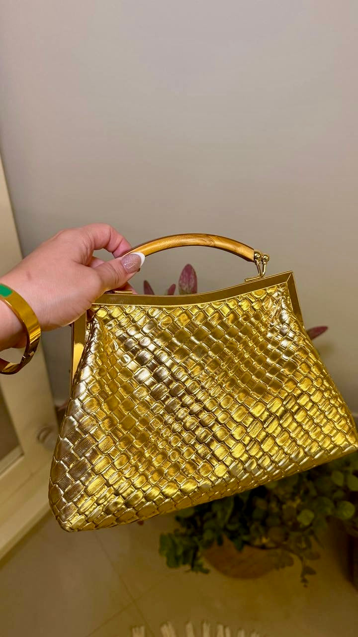 Gold Woven Mini Handbag