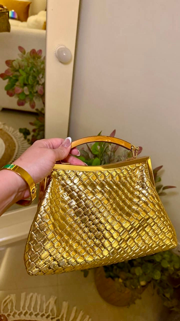 Gold Woven Mini Handbag