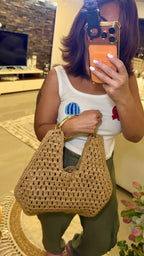 Maija Metal Handle Straw Bag