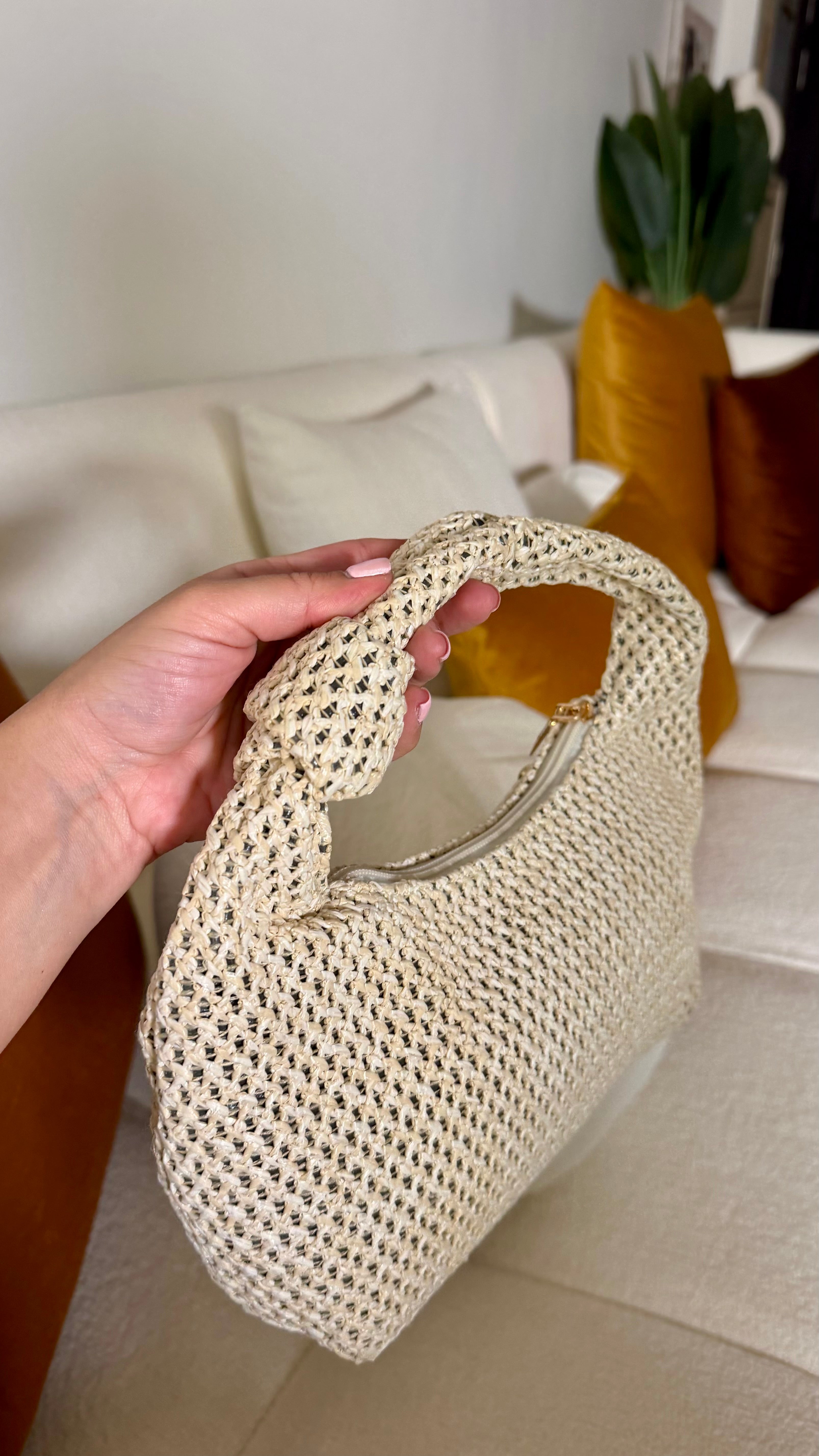 Beige Rivet Cloud Bag