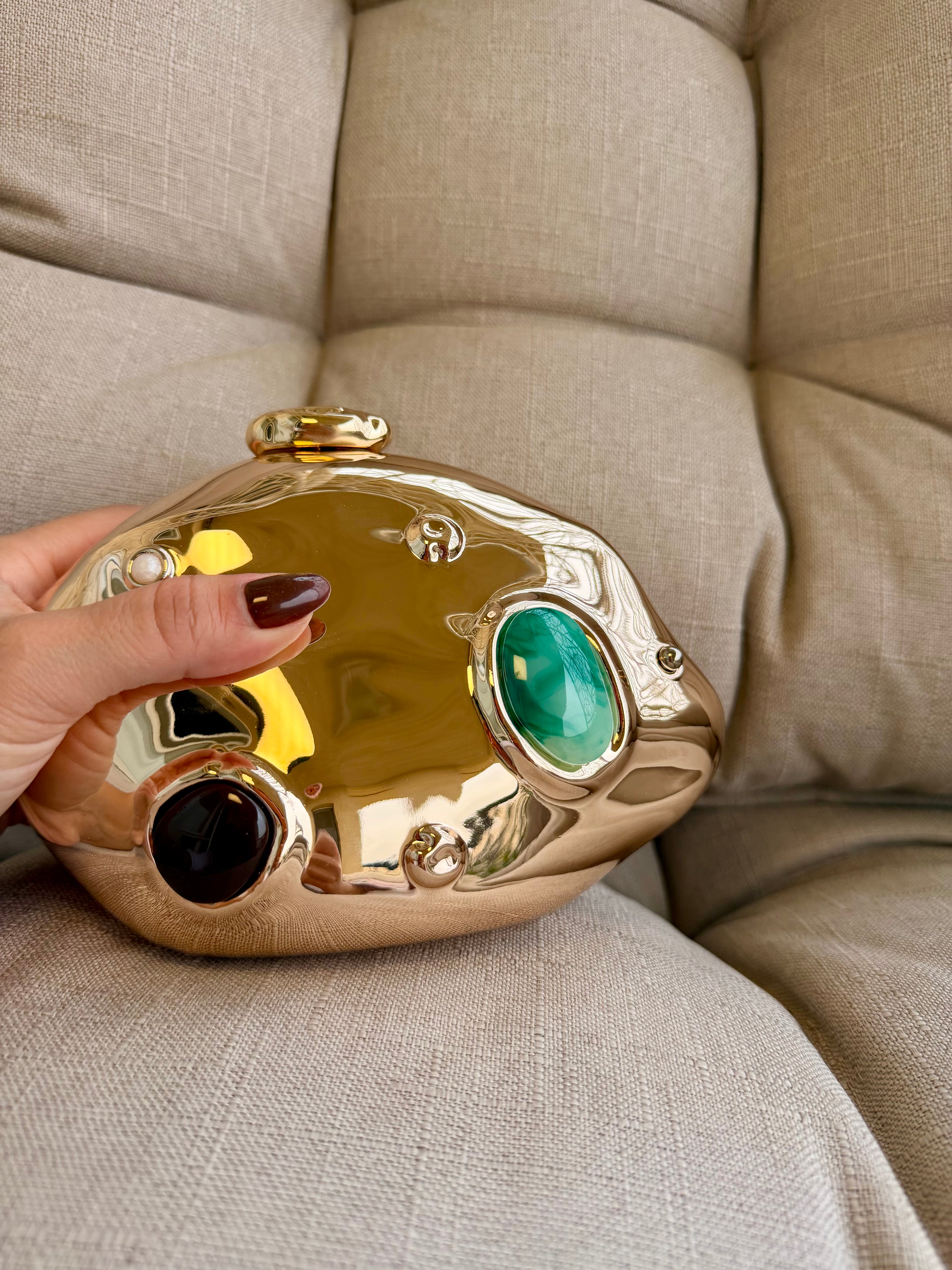 Golden Gem Oval Clutch