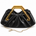 Black Pleated Trapezoid Handbag