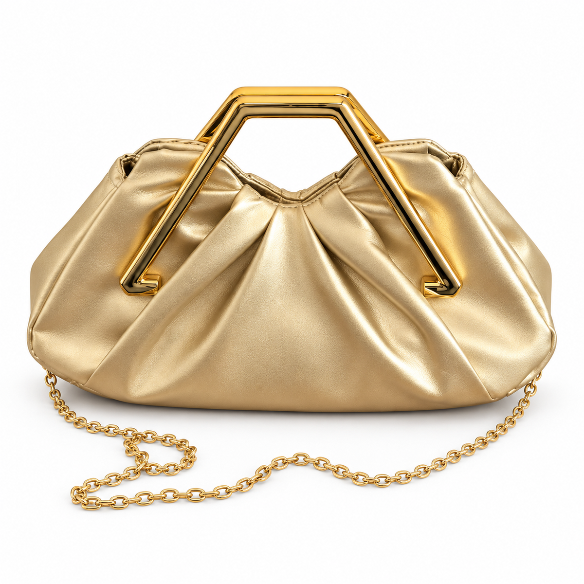 Champagne Gold Pleated Handbag