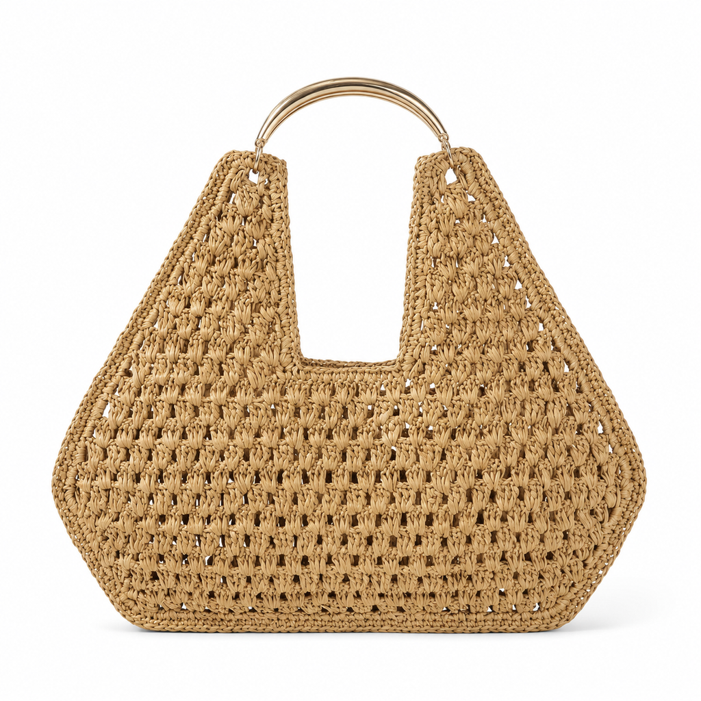 Maija Metal Handle Straw Bag