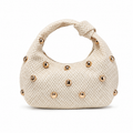 Beige Rivet Cloud Bag