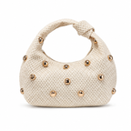 Beige Rivet Cloud Bag