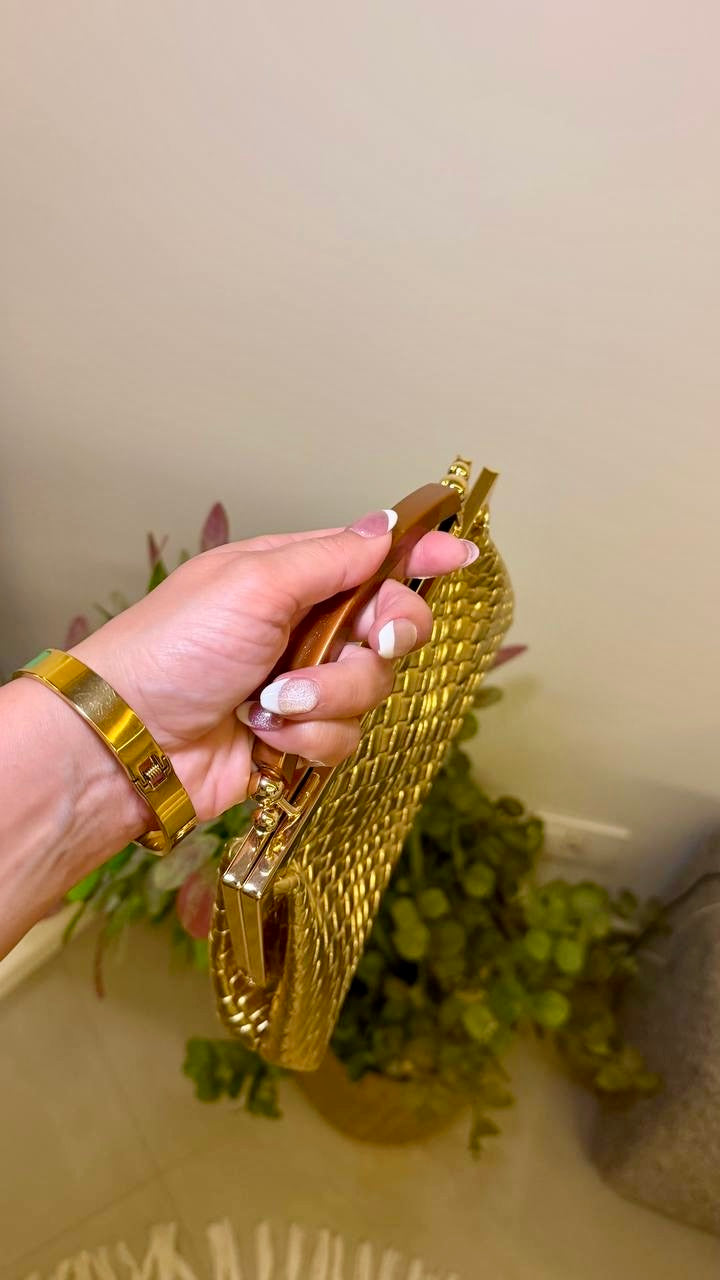 Gold Woven Mini Handbag