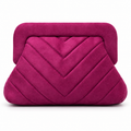 Fuchsia Chevron Quilted Suede Clutch