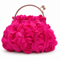 Fuchsia Rose-Embellished Handbag