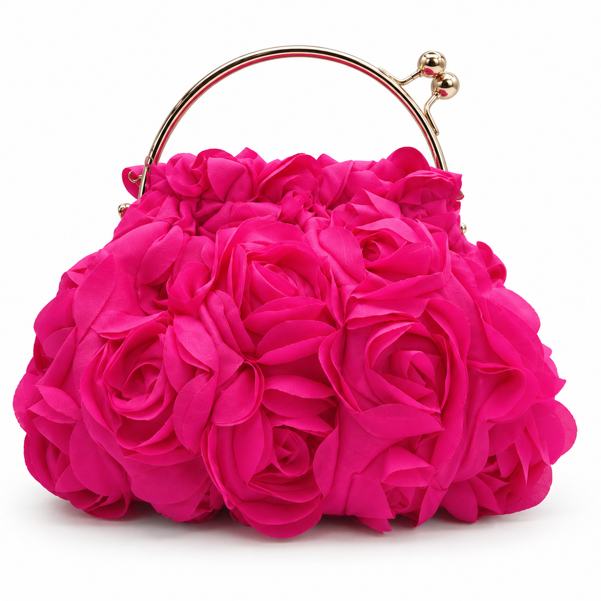 Fuchsia Rose-Embellished Handbag