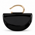 Glossy Black Half-Moon Bag
