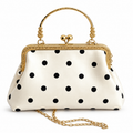 Ivory Satin Polka Dot Frame Handbag