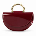 Oxblood Half-Moon Handbag with Gold Ring