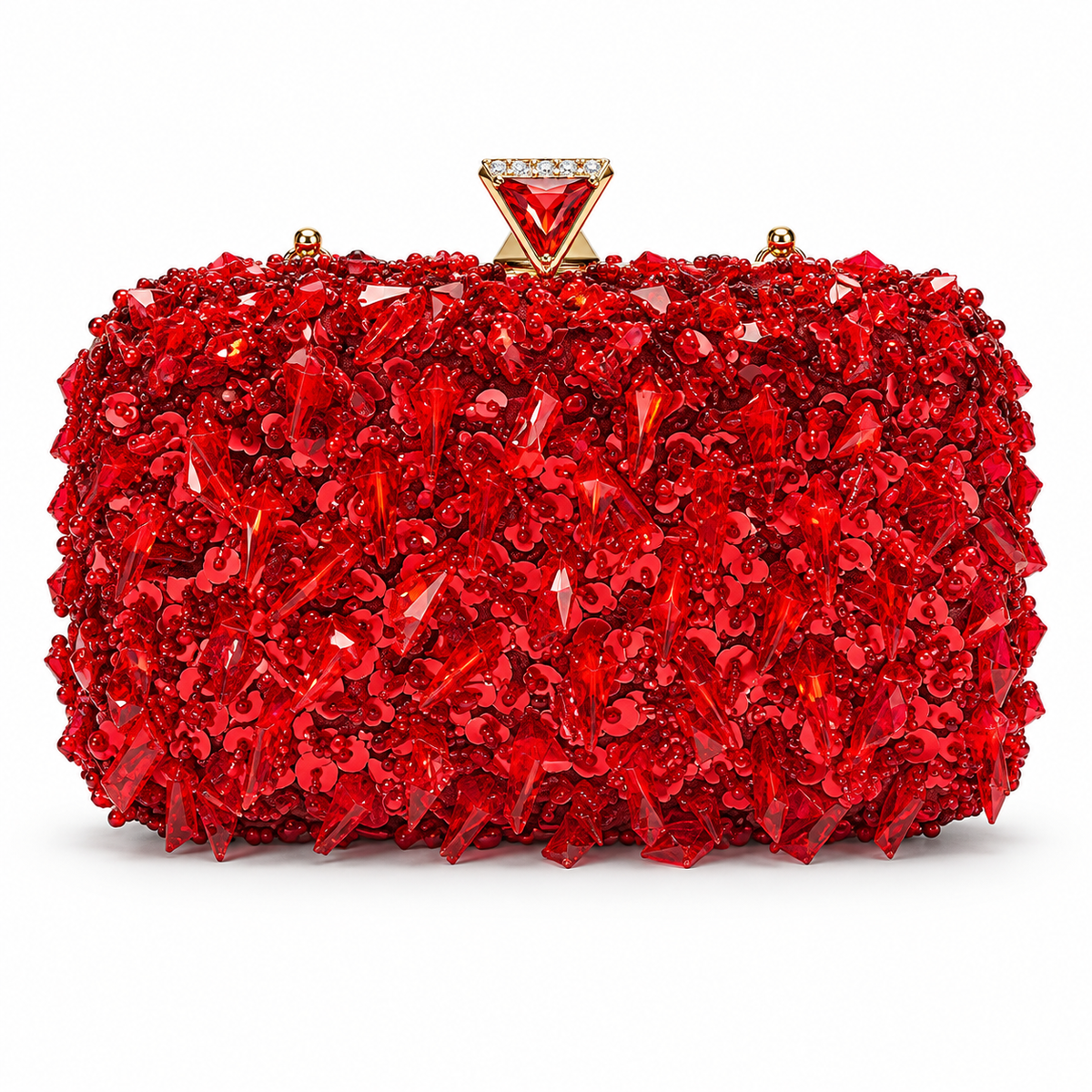 Ruby Red Jeweled Evening Clutch