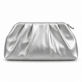 Silver Pleated Trapezoid Clutch