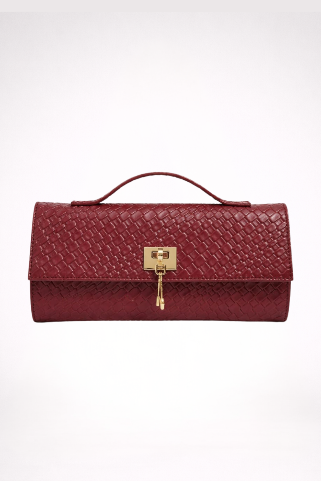 Burgundy Weave Clutch