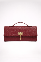 Burgundy Weave Clutch