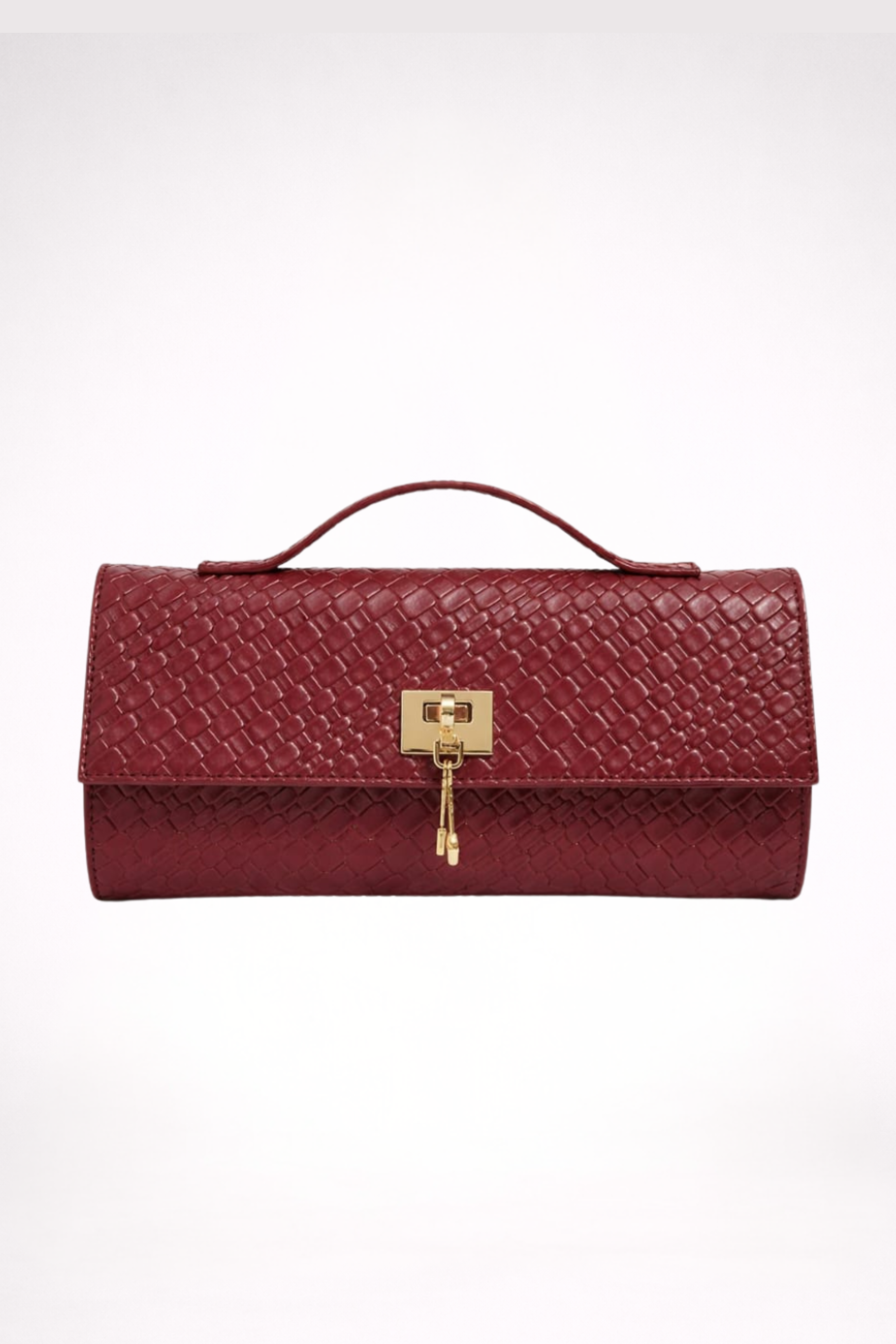 Burgundy Weave Clutch