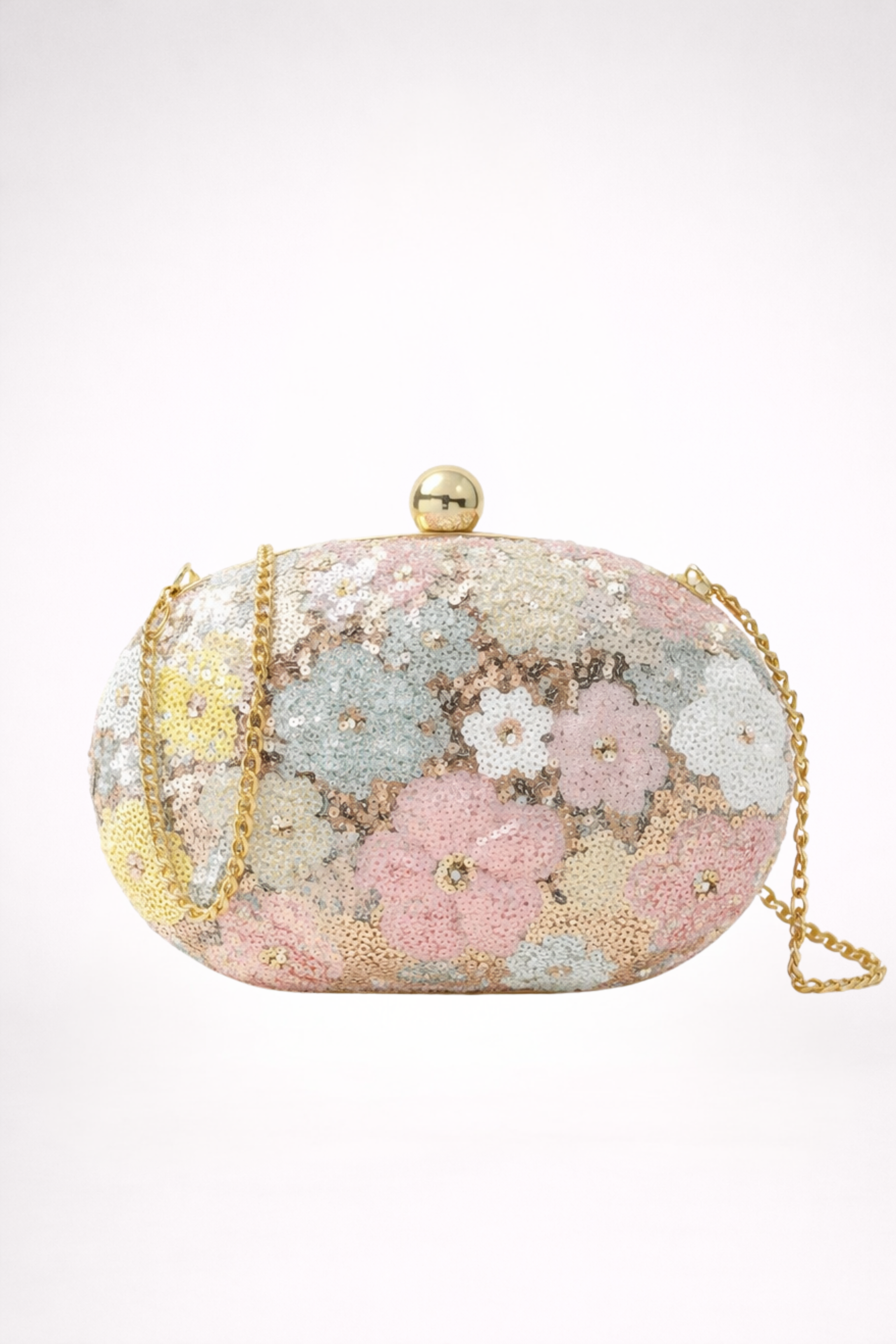 Blush Sequin Bloom Clutch